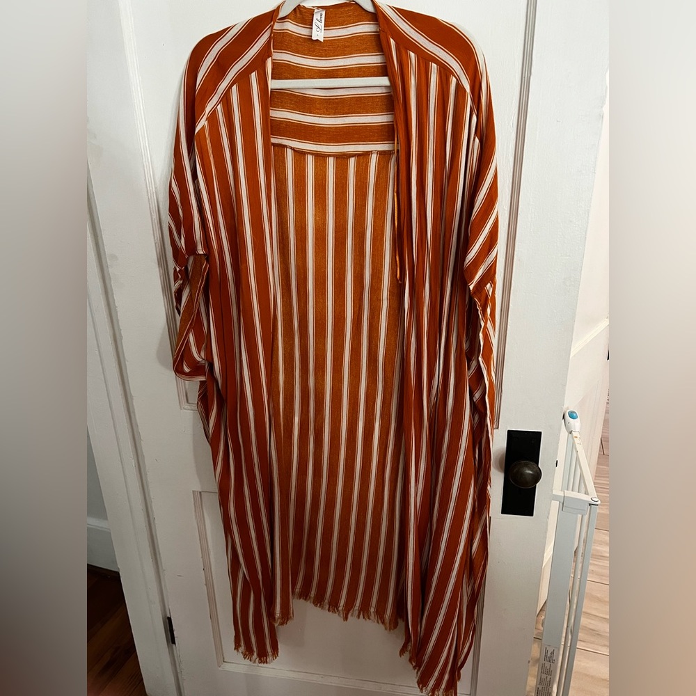 Orange and White Short-Sleeve Top